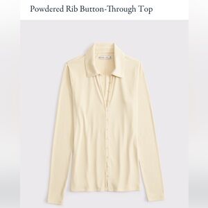 Abercrombie & Fitch Powdered Rib Button-Through Top in Cream